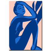 Painting by numbers art woman in blue with arm on shoulder